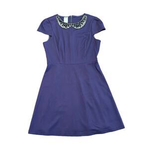 Ali Ro Womens eggplant purple dress gems fit n flare Size 6